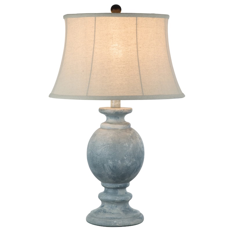 Hiel 29 Inch Hydrocal Table Lamp, Empire Shade, Vintage Light Blue Urn Base