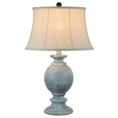 Hiel 29 Inch Hydrocal Table Lamp, Empire Shade, Vintage Light Blue Urn Base