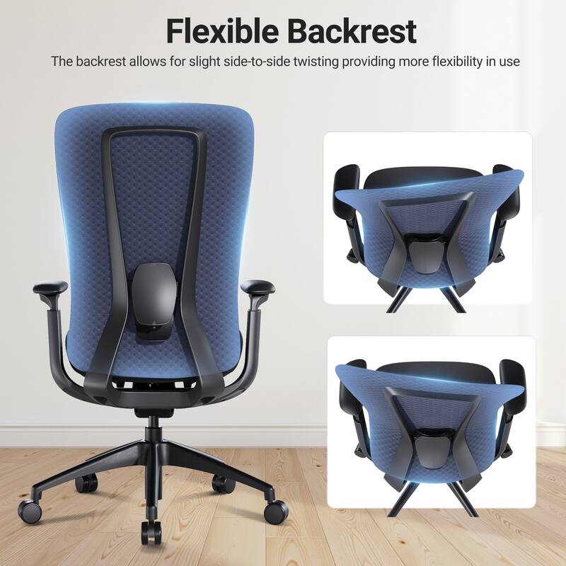 Ergonomic Office Chair, 4D Armrests, Seat Depth, Memory Foam, 300lbs, AirMesh Back