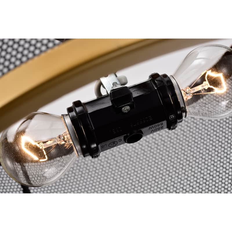 Perin Matte Black+Gold 2-Light Metal Drum Semi-Flush Mount