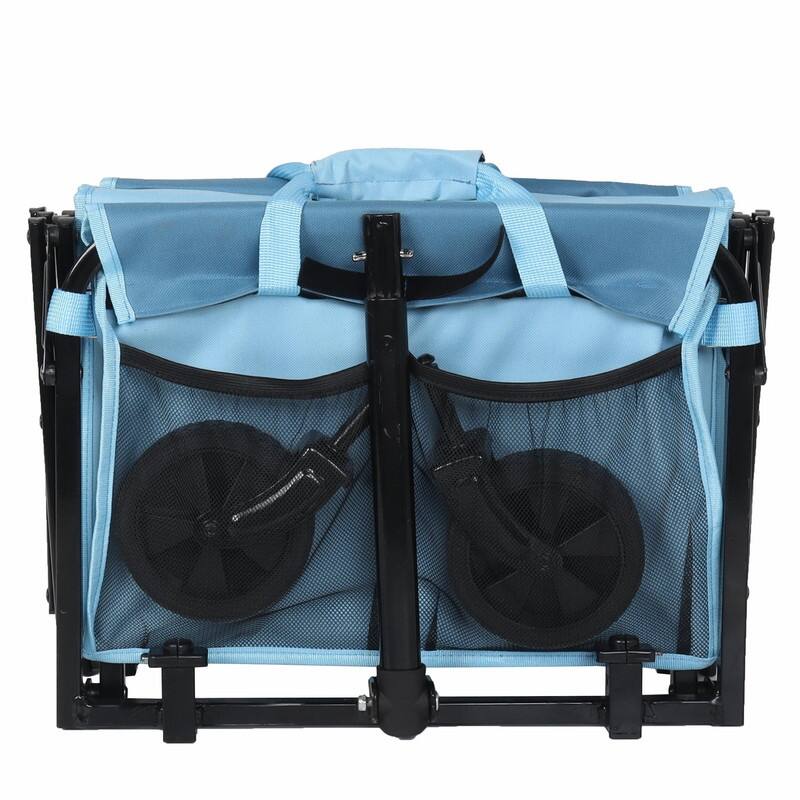 Collapsible Utility Wagon with Wheels, Lightweight Folding Cart with Cup Holders