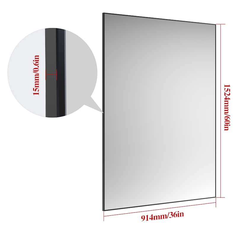 60"x36"Oversized Modern Rectangle Bathroom Mirror with Frame Vertical or Horizontal Wall Mounted mirror with Aluminum Frame