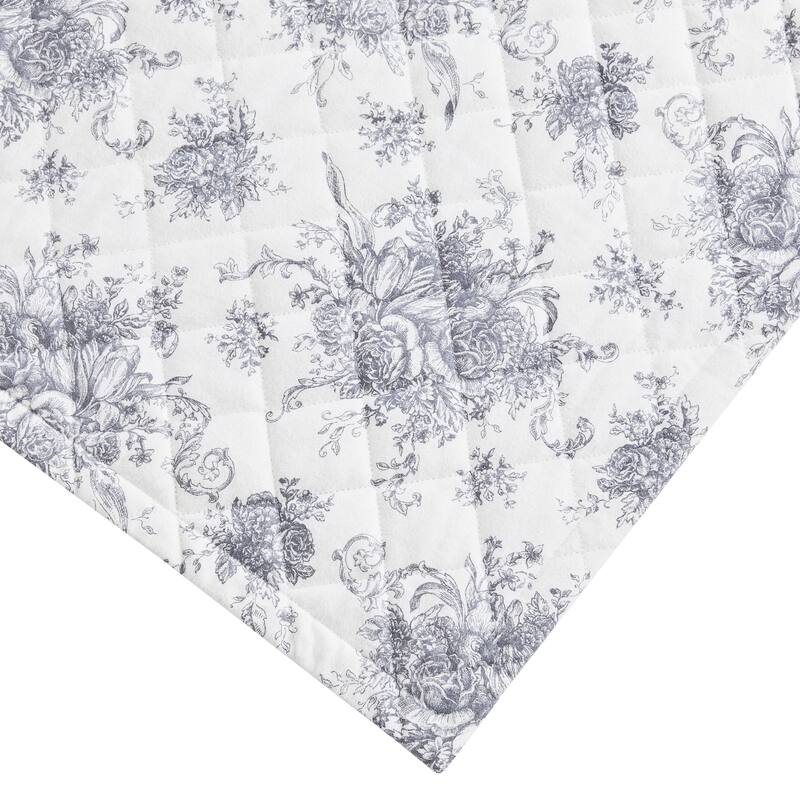 All Cotton Flannel Petit Floral Quilt Set Gray - Twin - 2 Piece