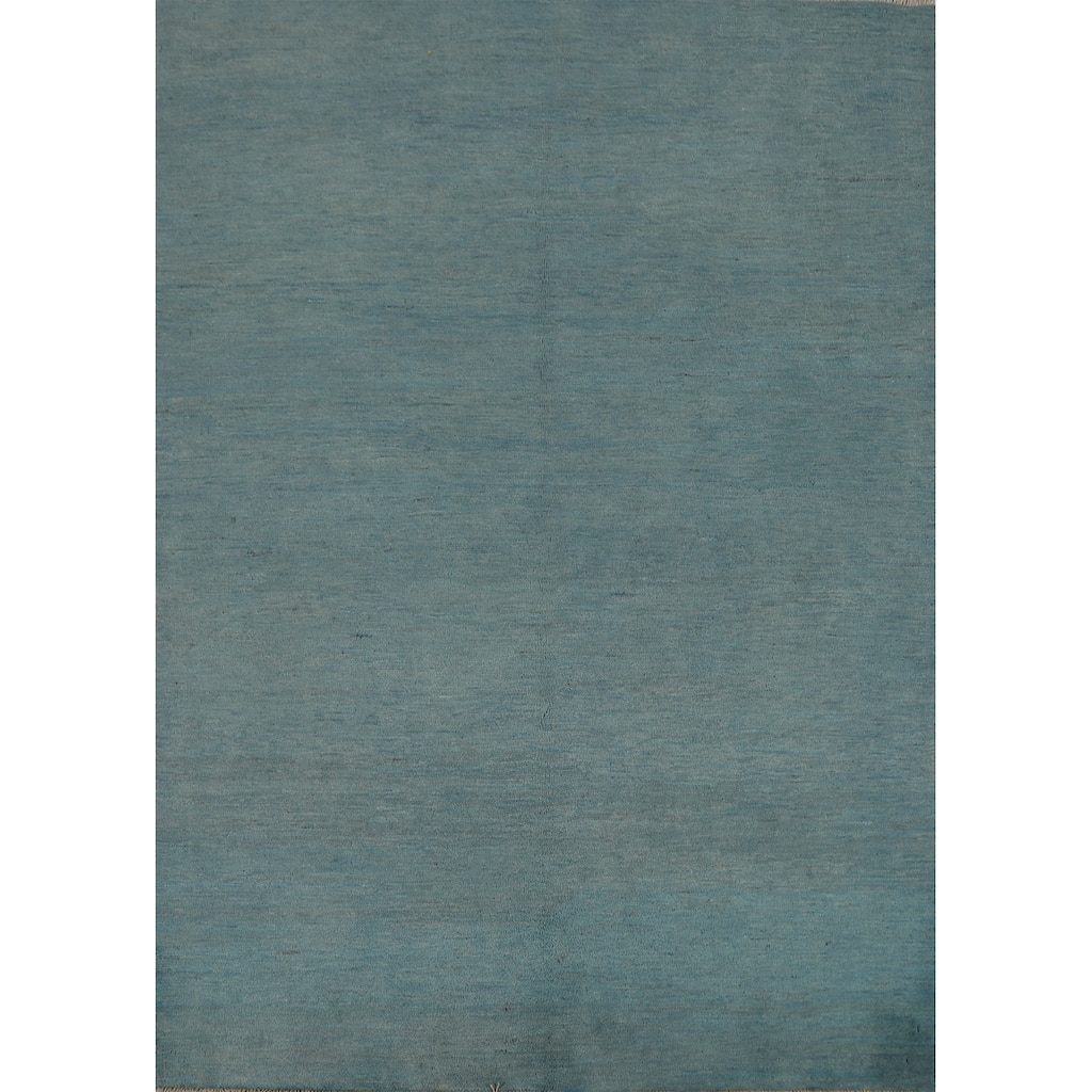 Modern Blue Gabbeh Oriental Area Rug Handmade Wool Carpet - 4'10" x 6'6"