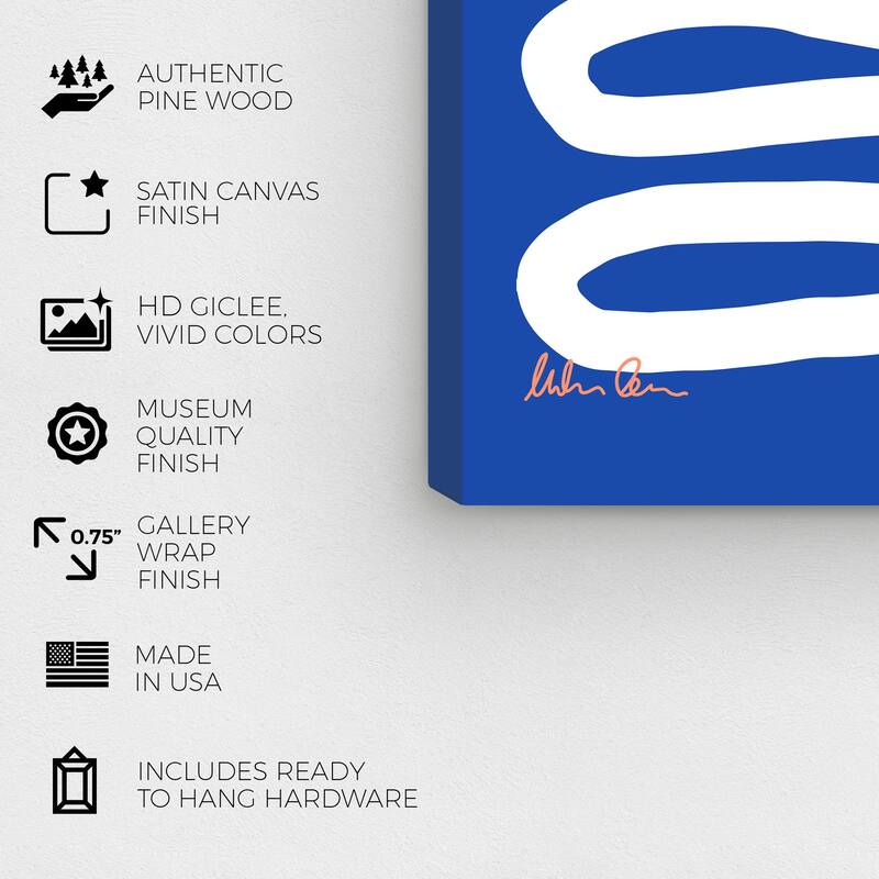 Wynwood Studio Canvas Advertising Curved Positivity Blue and Modern & Contemporary Wall Art Canvas Print