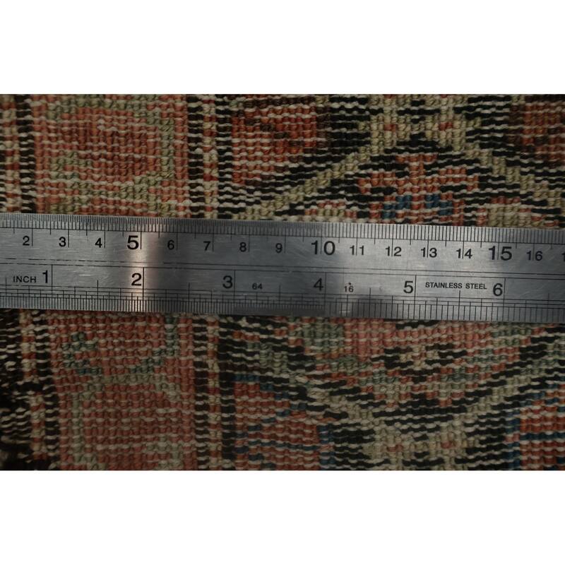 Hand Knotted Oriental 100% Wool Carpet Traditional Geometric Multi-Colored Sirjan Runner Rug - 15' 2'' X 3' 1''