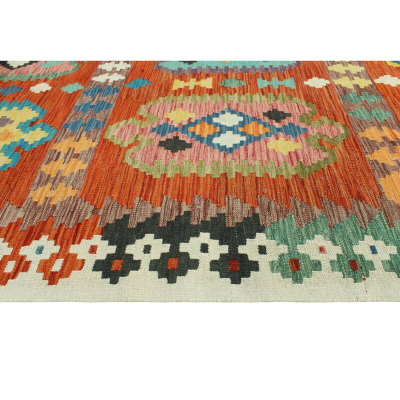 Flatweave Omayma Red/Ivory Rug - 5'7" x 7'9"