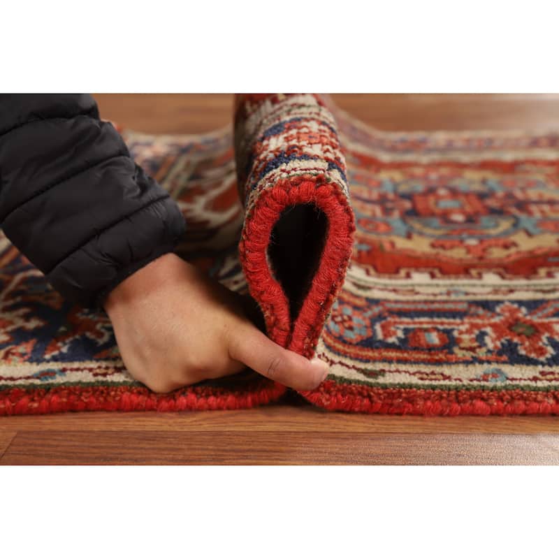Hand Knotted Oriental 100% Wool Carpet Traditional Medallion Oranges & Rust Heriz (serapi) Area Rug - 5' 2'' X 2' 11''