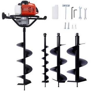 63cc Gas-Powered 2-Stroke 2.7HP Post Hole Digger with Drill Bits - Bed ...