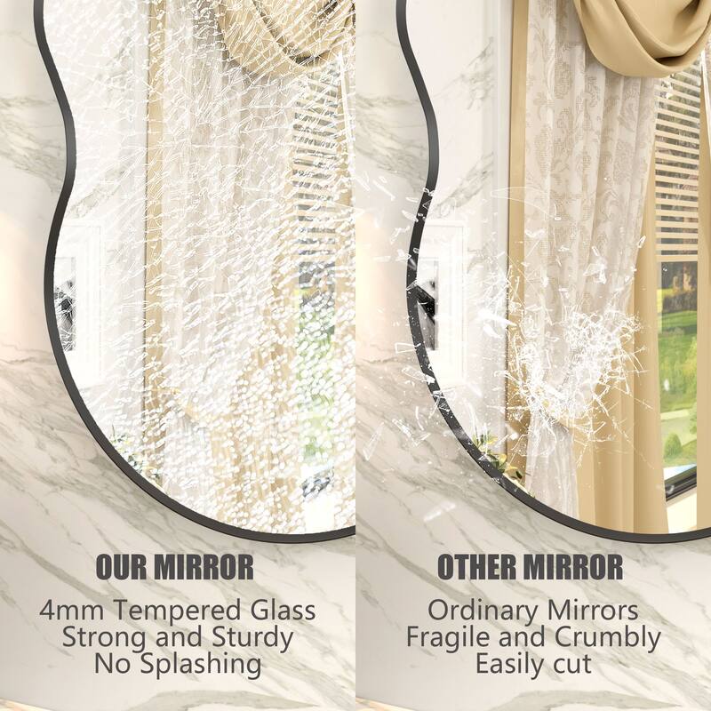 Irregular Wall Mirror Asymmetrical Decorative Wall Mirror Black 5 year warranty