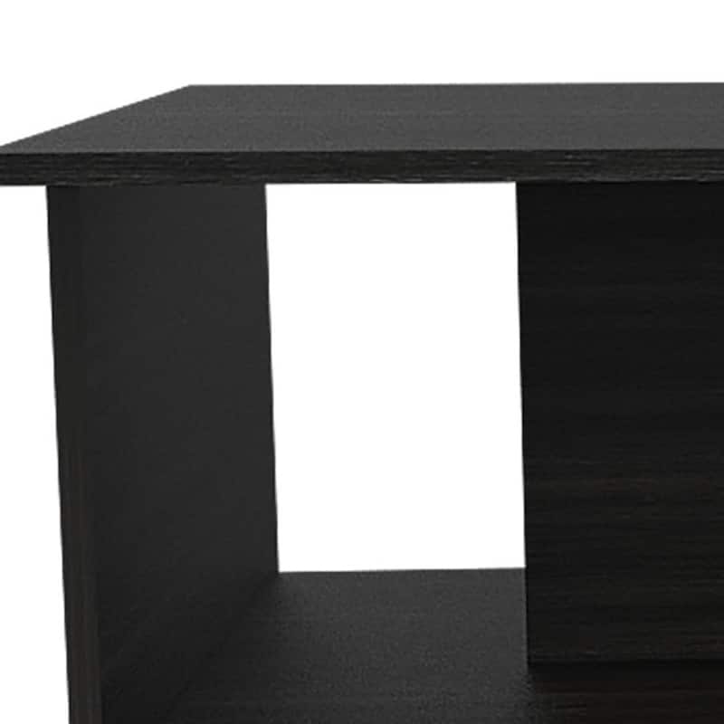 HomeRoots 35" Black Wood Abstract Coffee Table - 16.5" H x 35" W x 20.8" D