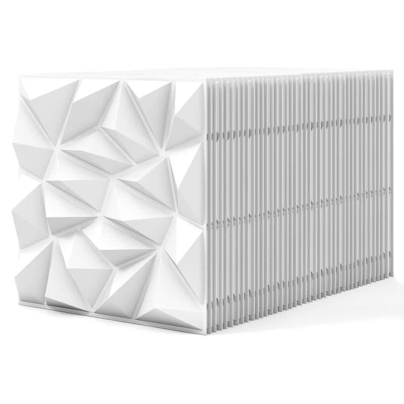 Costway 20/40 Pack 3D Wall Panels PVC Diamond Textured Wall Tiles for - 40 Pack