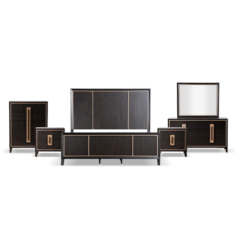 Furniture of America Nyx Modern Espresso 6-Piece Solid Wood Panel Bedroom Set
