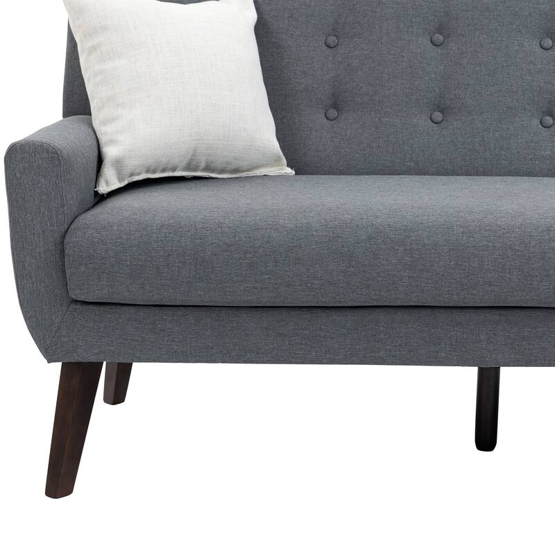 Modern 63-Inch Linen Tufted Loveseat Sofa with Pillows