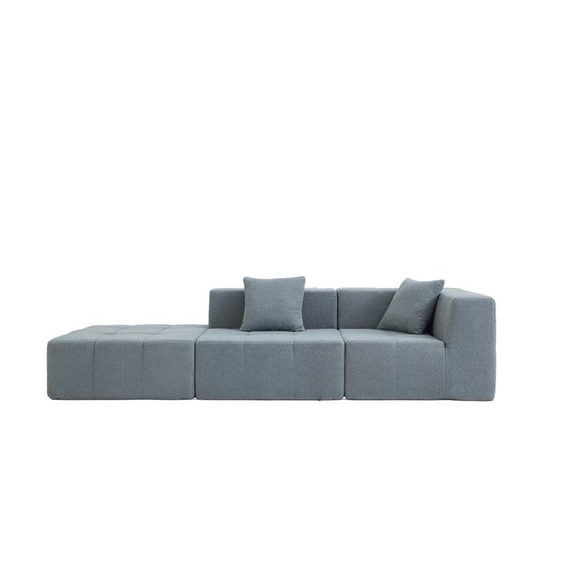 Modern Modular Sectional Sofa, Armless Floor Couch with Removable Back Cushions for Apartment and Living Room