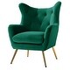 preview thumbnail 63 of 141, Eusebio Tufted Velvet Accent Chair with Wingback, Arms, and Metal Gold Legs for Living Room or Bedroom by HULALA HOME