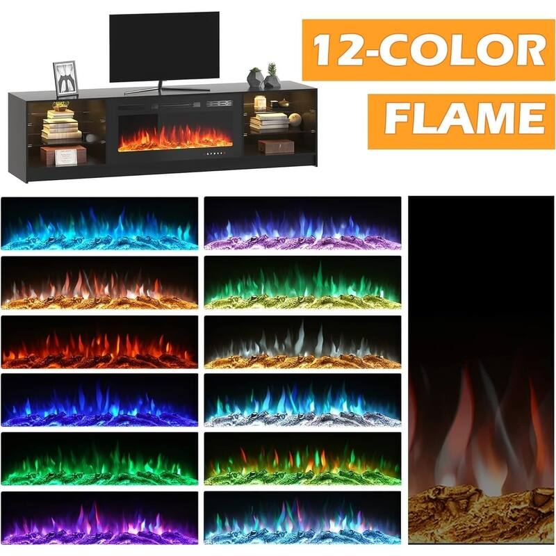 EROMMY Electric Fireplace TV Stand, Living Room Media Storage Cabinet and Entertainment Console