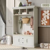 3-in-1 Hall Tree with Coat Hanger, Entryway Storage Bench - On Sale ...