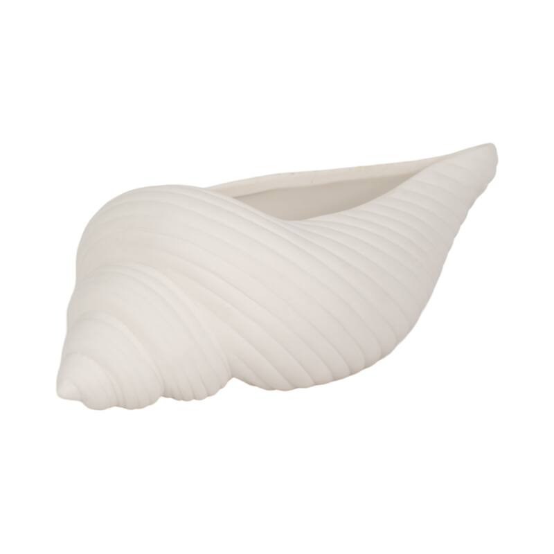 Sagebrook Home Stoneware White Coastal Novelty Shell Planter