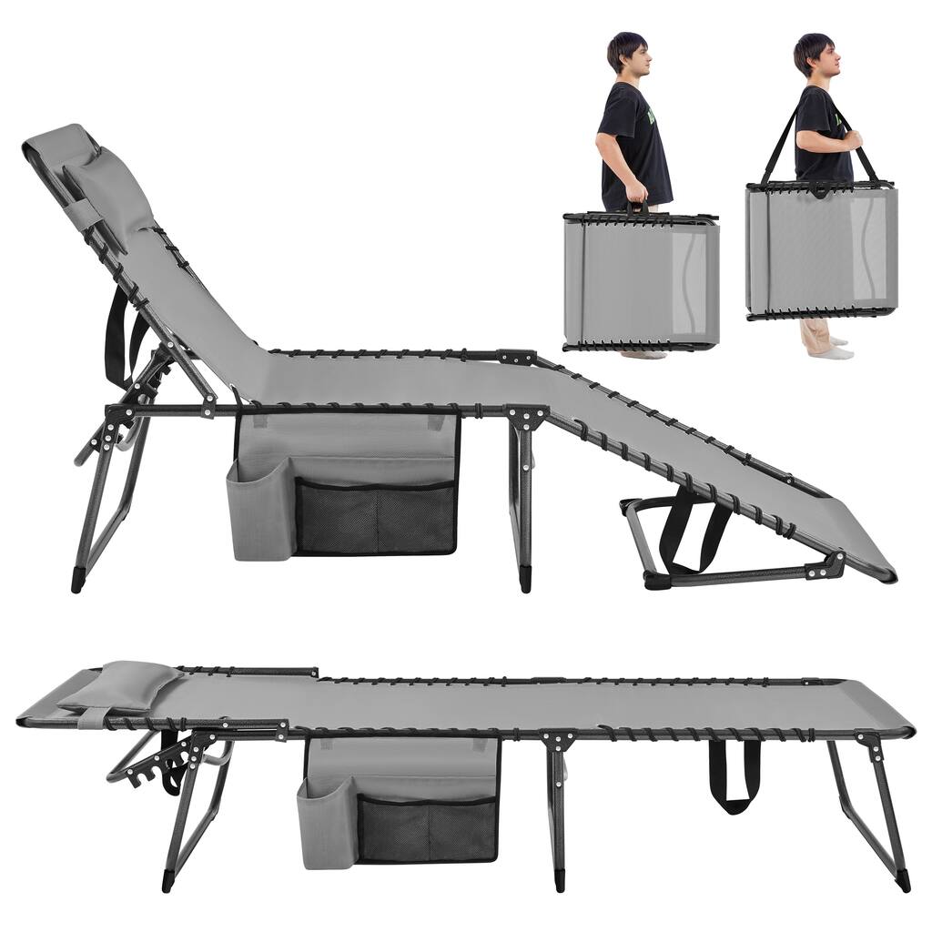 Yaheetech Adjustable Outdoor Folding Tanning Chair with 5 Back Position - N/A