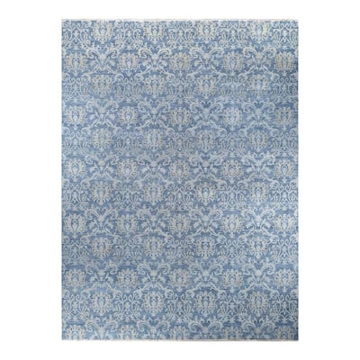 Ikat One-of-a-Kind Hand-Knotted Area Rug - Gray, 9' 1" x 11' 10" - 9' 1" x 11' 10"