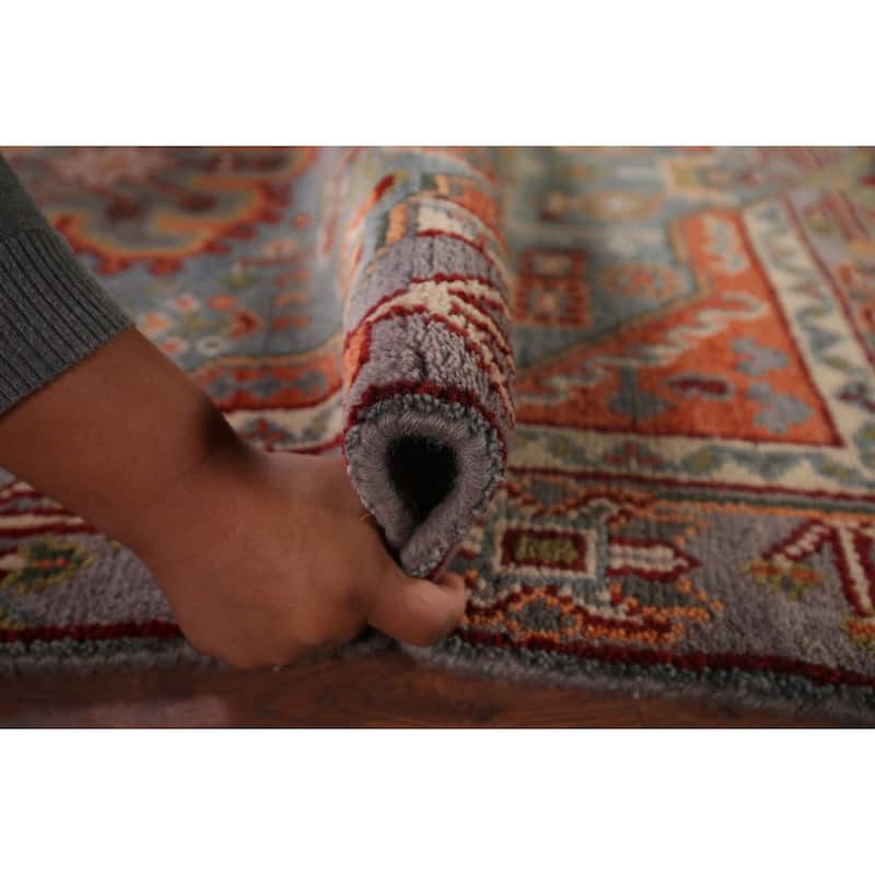 Geometric Kazak Indian Area Rug Hand-Knotted Wool Carpet - 4'0"x 5'9"