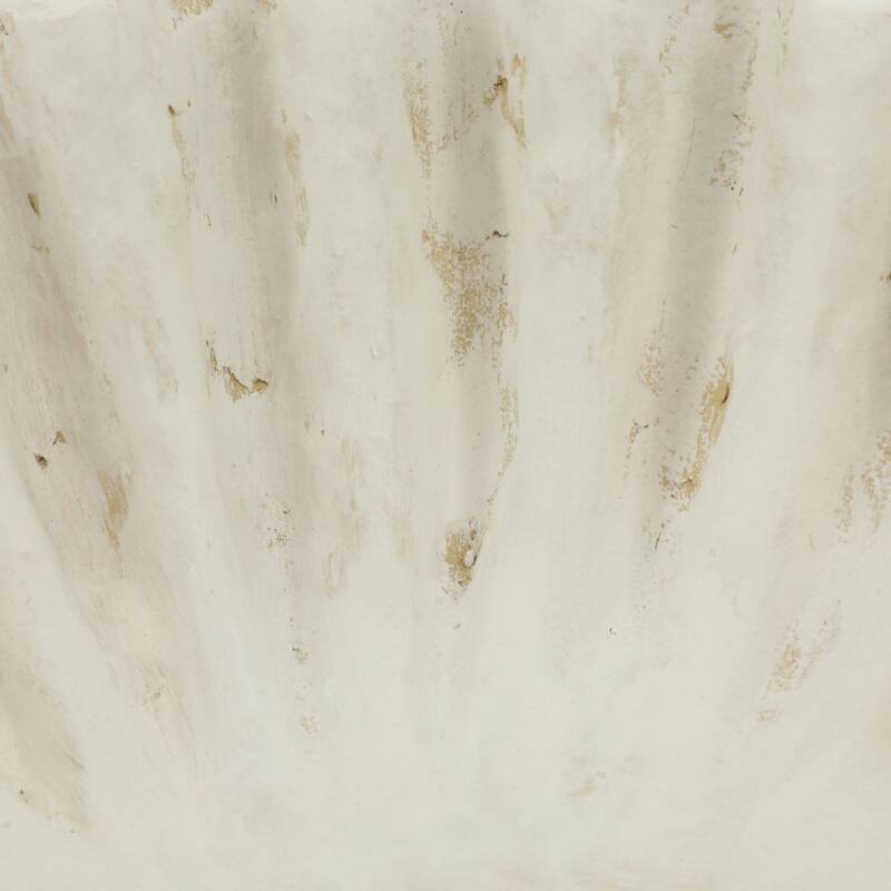 Modern Glam Fluted Pottery Decorative Bowl - 13" Ivory & Tan