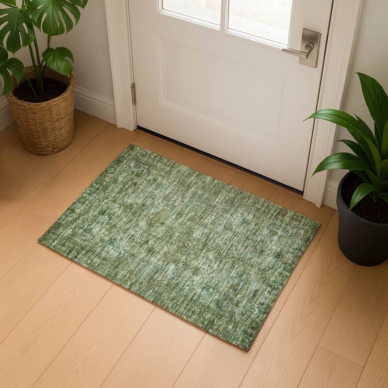 Premium Washable Super Soft Vintage Traditional Mayfield Rug - Olive - 1'8" x 2'6"