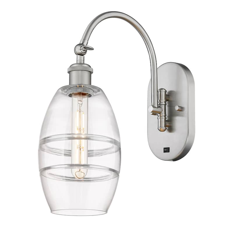 Innovations Lighting 518-1W-12-6 Vaz Sconce Vaz 12" Tall Wall Sconce - Brushed Satin Nickel / Clear