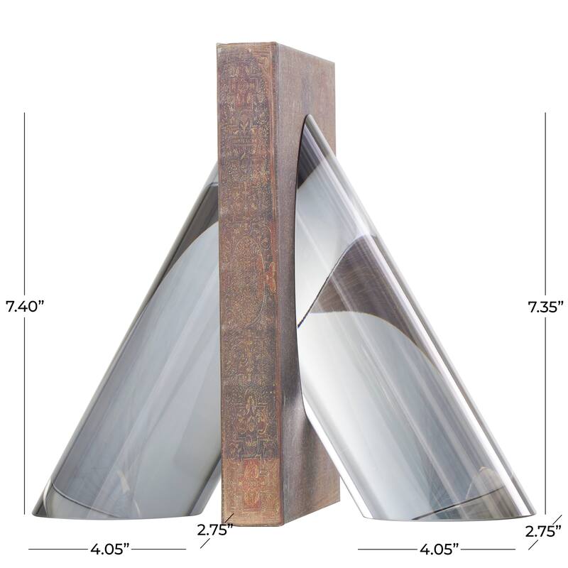 Silver Crystal Pyramid Shaped Geometric Decorative Bookends (Set of 2)