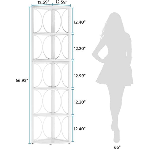dimension image slide 1 of 3, 67" Tall Corner Shelf, Corner Bookshelf Bookcase Standing Shelving Unit