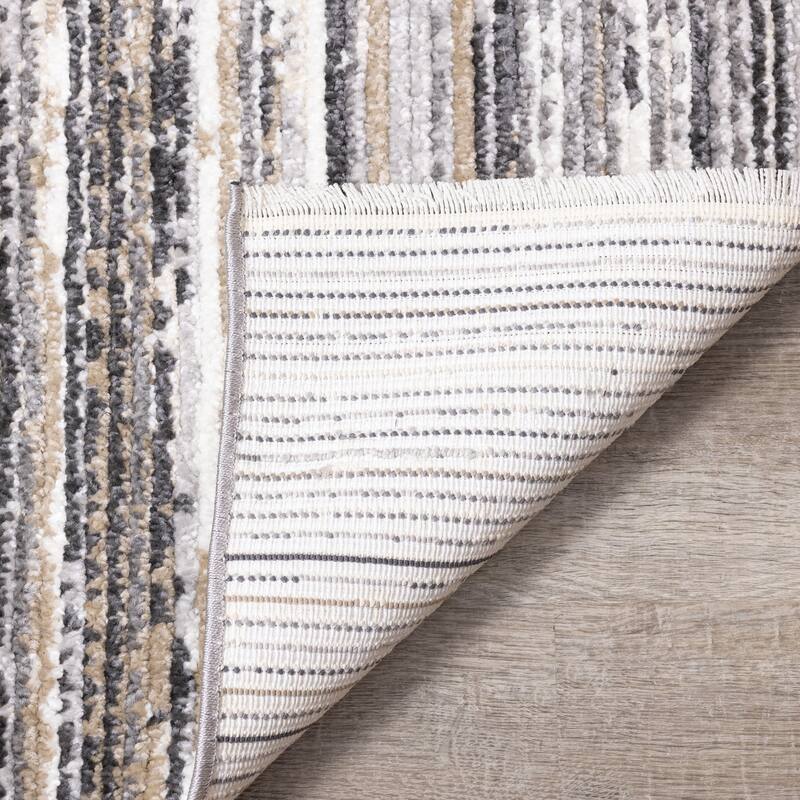 Cali Collection - Grey/Beige/White Banded Rug