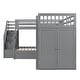 preview thumbnail 9 of 58, 3 IN 1Twin-Twin over Full L-Shaped Bunk Bed With 3 Drawers, Portable Desk and Wardrobe