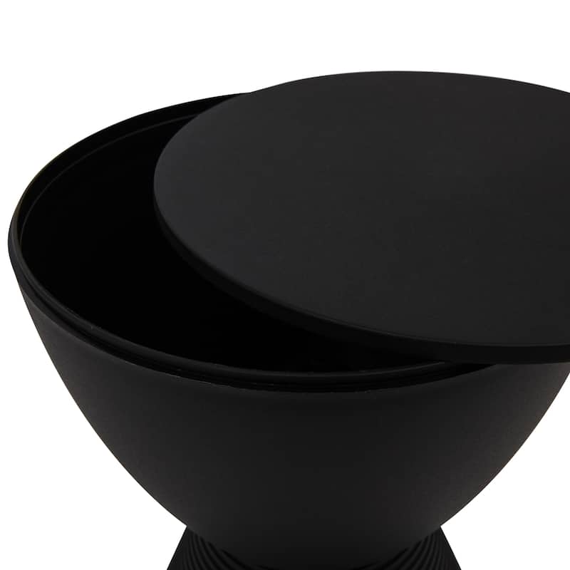 Boyd Round Side Table with Ribbed Design Base - Accent Hourglass End Table with Removable Lid for Living Room & Bedroom