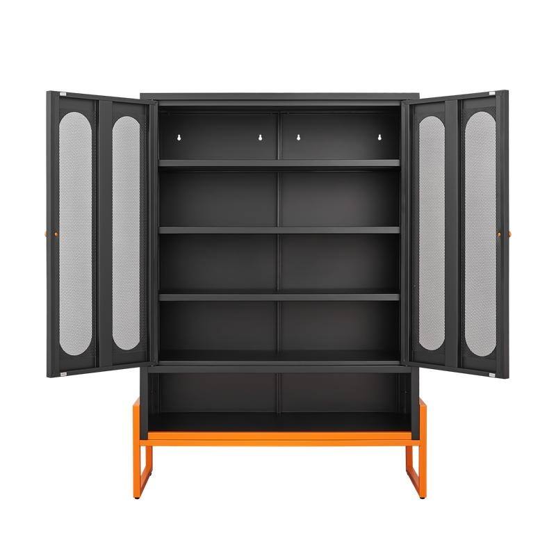 5.9" Modern Shoe Cabinet with Double-Sided Mesh Doors, Adjustable Partitions
