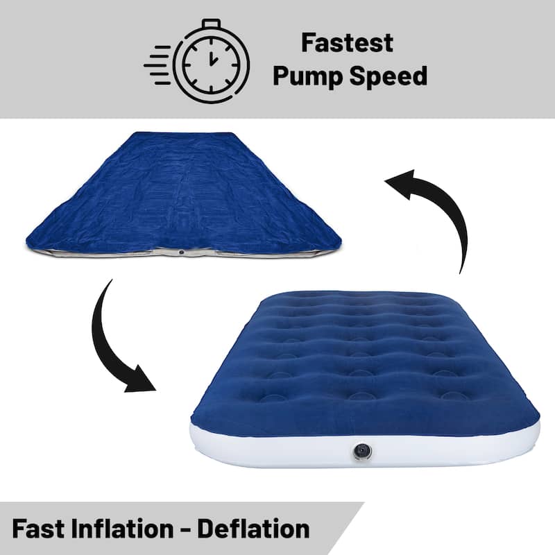 8.5-Inch Durable Luxury Inflatable Air Mattress with Comfort Coil Technology and High Capacity Pump, Home and Portable Travel