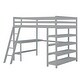 preview thumbnail 7 of 6, Gray Pine Wood Loft Bed with Desk, Ladder, and Shelves, High Guard Rails