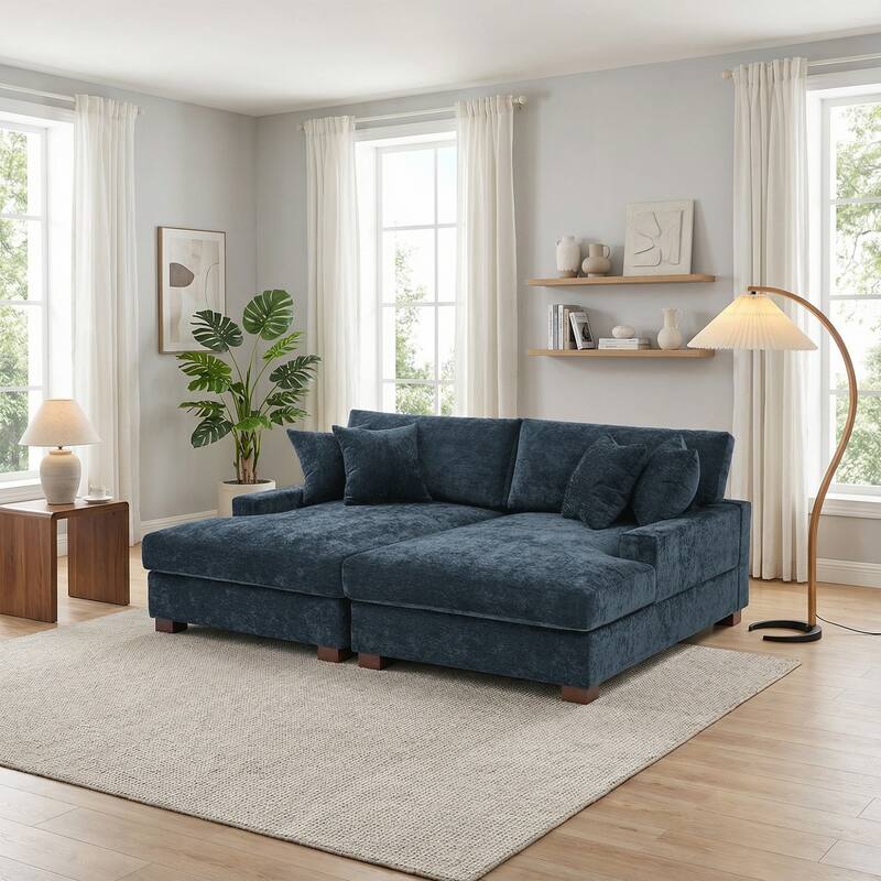 Oversized Chenille Modular Sectional Sofa With Deep Seat