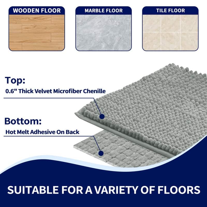 Subrtex Luxury Chenille Bath Rugs Soft Bathroom Mats