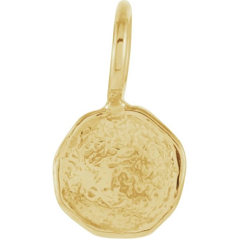 Curata 14k Yellow Gold 18" 10x7mm Small Nugget Hammered Disk Pendant Necklace