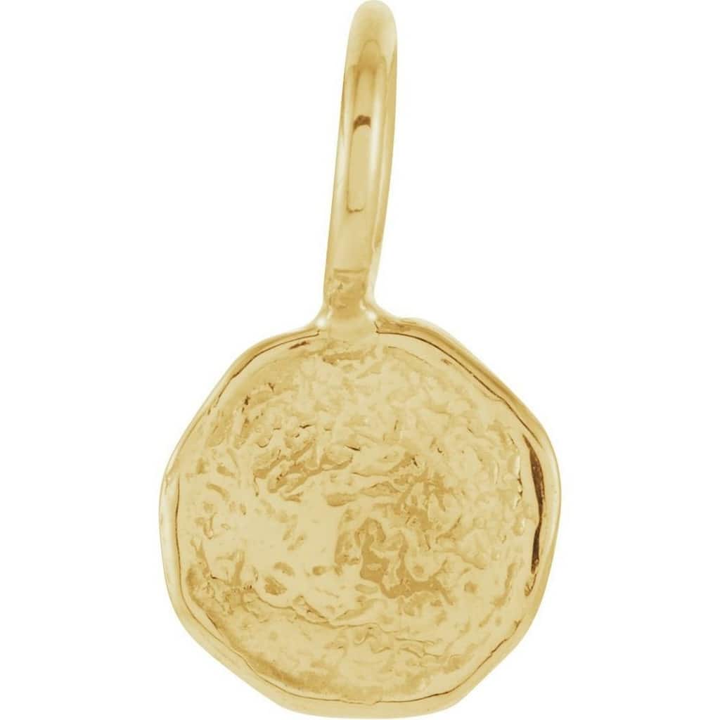 Curata 14k Yellow Gold 18" 10x7mm Small Nugget Hammered Disk Pendant Necklace