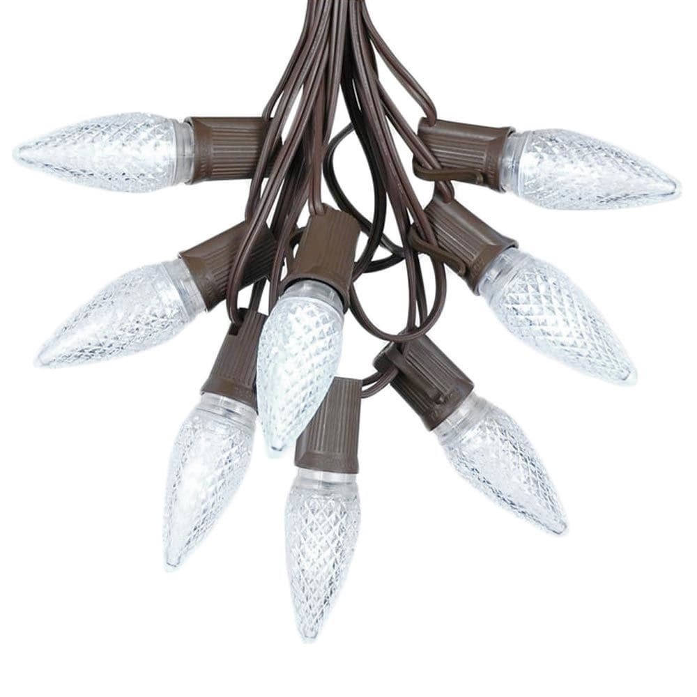 25 Foot C9 LED Christmas Light Set, Hanging String Lights, Brown Wire