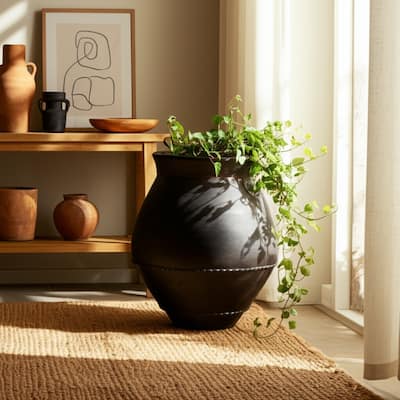 Terracotta Vase Traditioal Handmade Accent Artisan Sculpted Decor