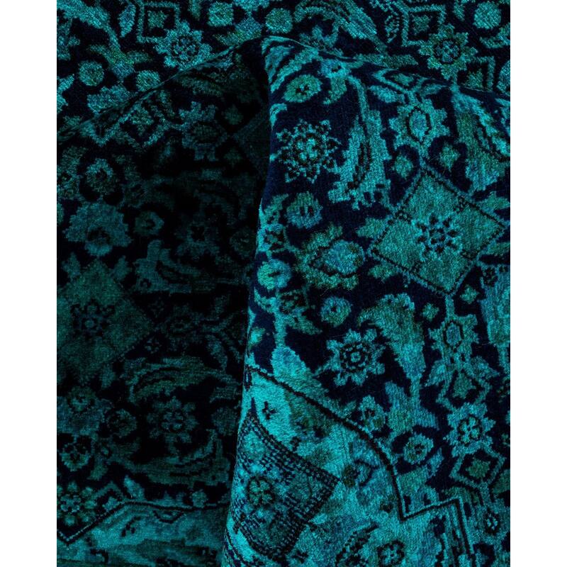 Fine Vibrance, One-of-a-Kind Hand-Knotted Area Rug - Blue, 6' 8" x 6' 9" - 6' 8" x 6' 9"