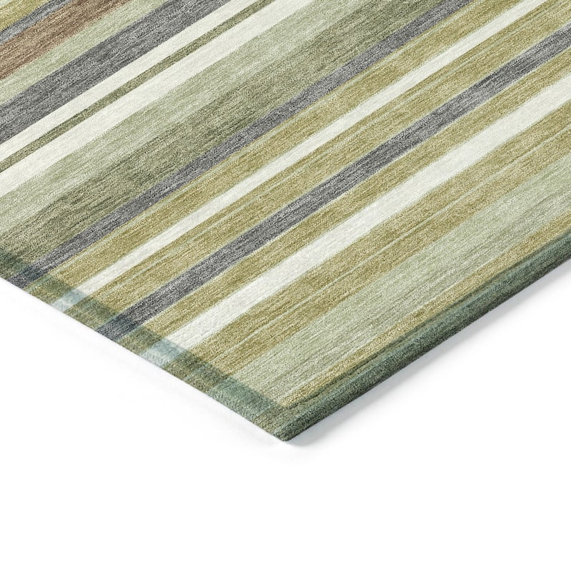 Machine Washable Indoor/ Outdoor Modern Stripes Chantille Rug