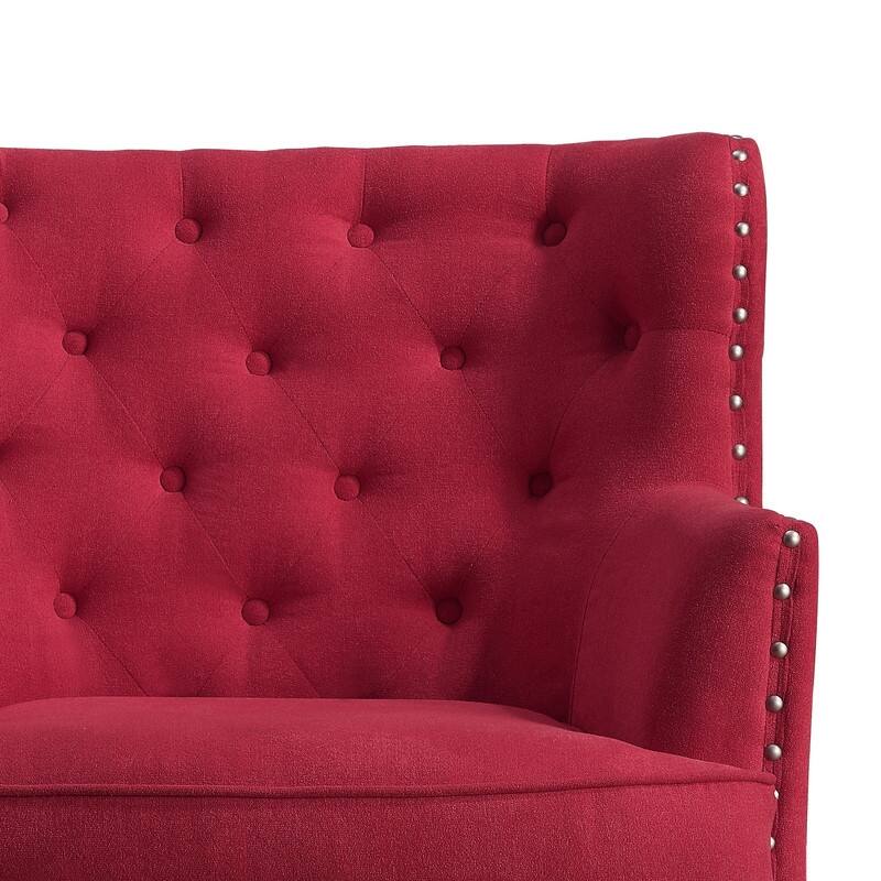 Moser Bay Mignon Velvet / Linen 30'' Wide Tufted Wingback Accent Chair