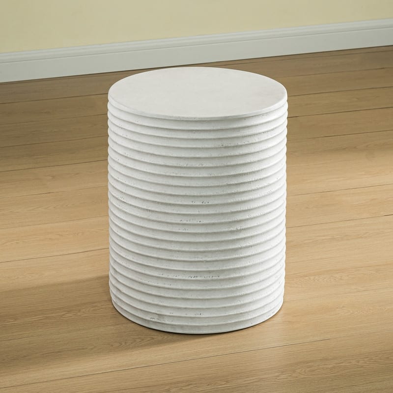 Modern Cylinder Side Table - White