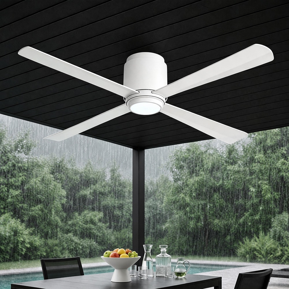 MLiAN 54 in 4 ABS Blades Standard Ceiling Fan Flush Mount with Remote and Integrated LED