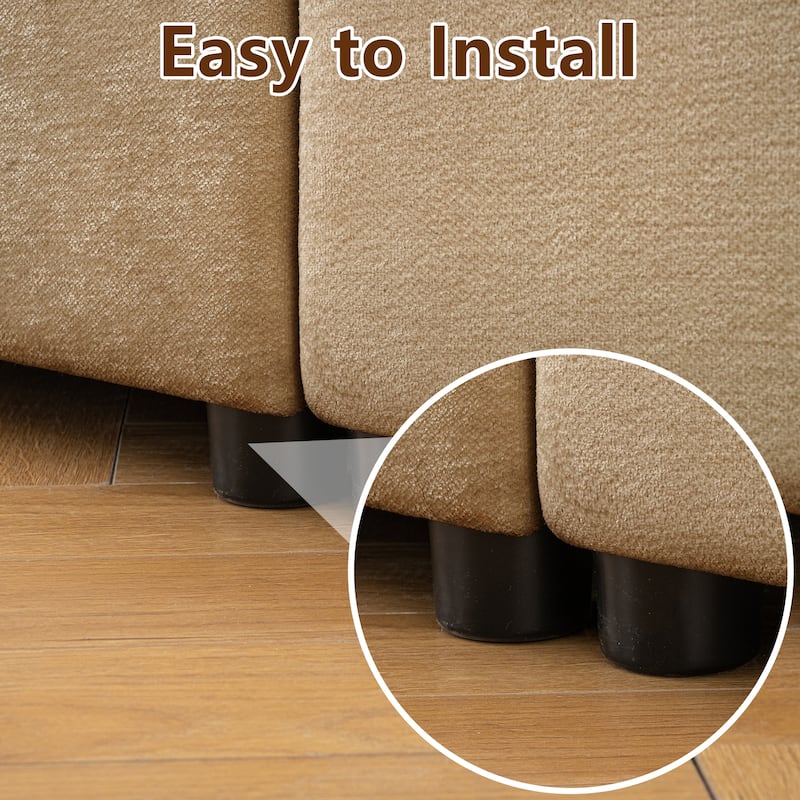 Chenille L-Shaped Sofa with Storage, 3-Seater Couch with Ottoman, Cylindrical Backrests & Armrests, Modern Modular Sofa