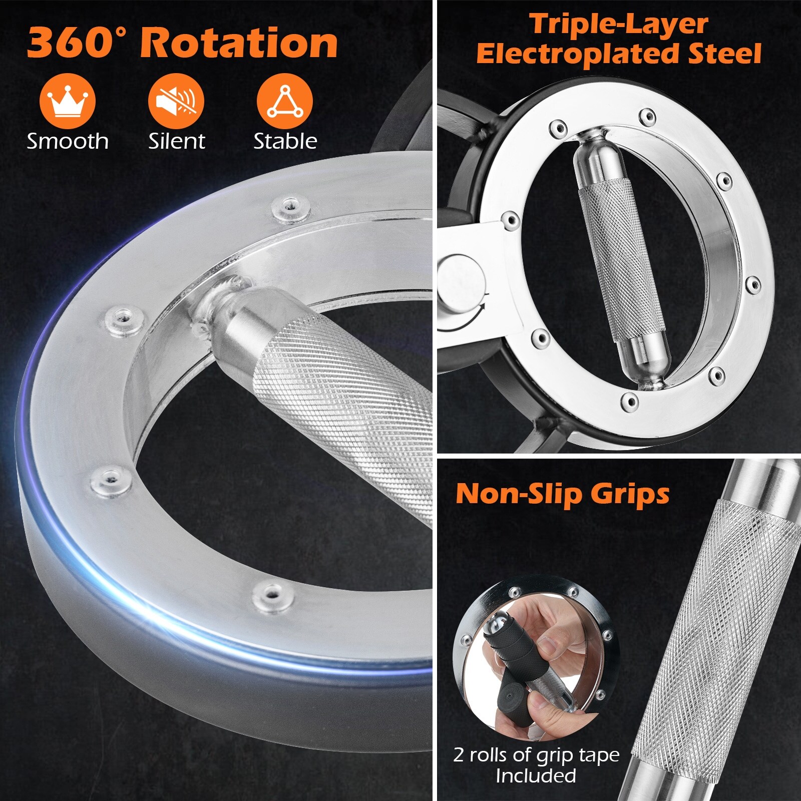 Black-Silver 360° Rotation Burn Machine Arm Workout Equipment with